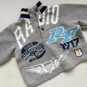 Vintage radio flyer Gray Kids Shirt with Blue Accents